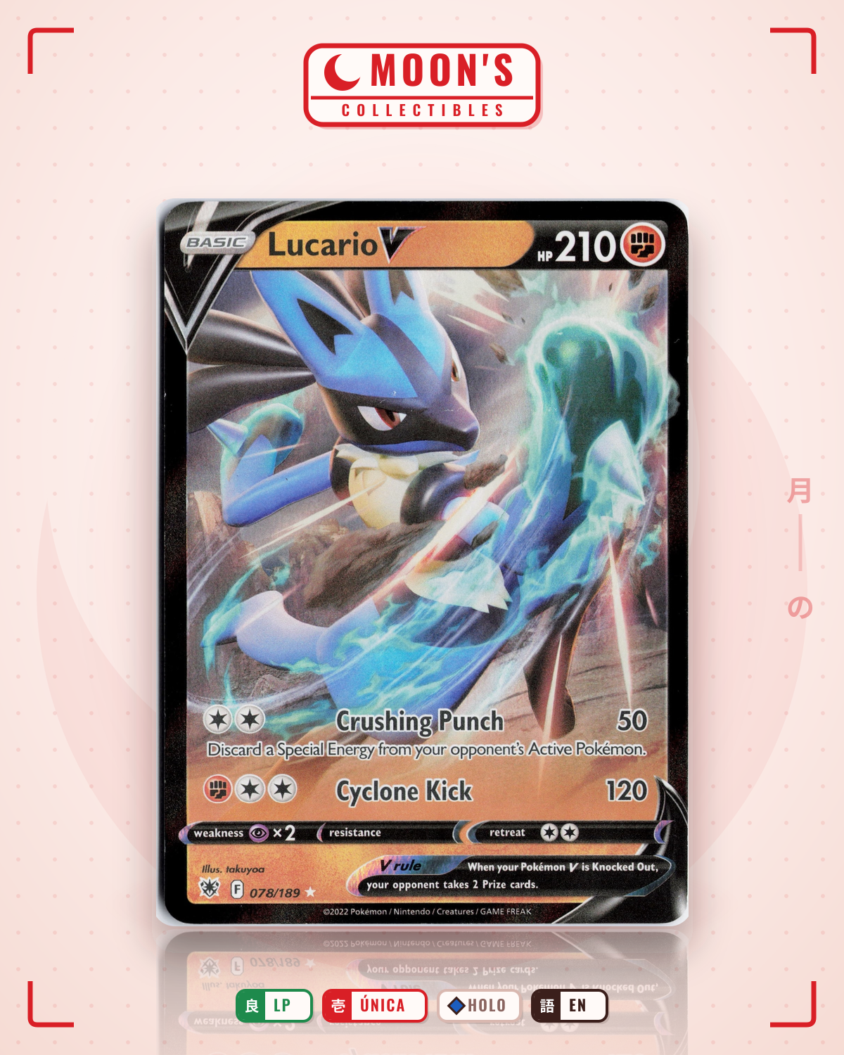 Carta Pokémon Lucario V · Astral Radiance #078/189 (LP) — pieza única en Moon's Collectibles México