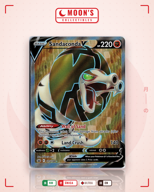 Carta Pokémon Sandaconda V · Chilling Reign #175/198 (NM) — pieza única en Moon's Collectibles México
