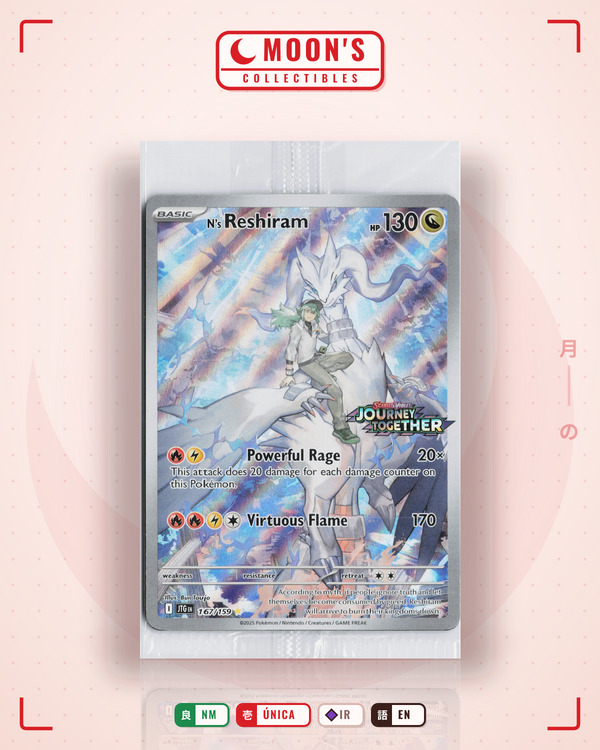 Carta Pokémon N's Reshiram · Journey Together #167/159 (NM) — pieza única en Moon's Collectibles México