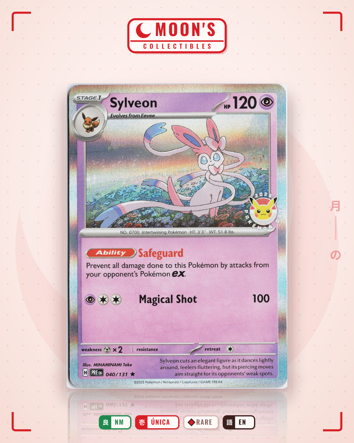 Carta Pokémon Sylveon · Prismatic Evolutions #040/131 (NM) — pieza única en Moon's Collectibles México