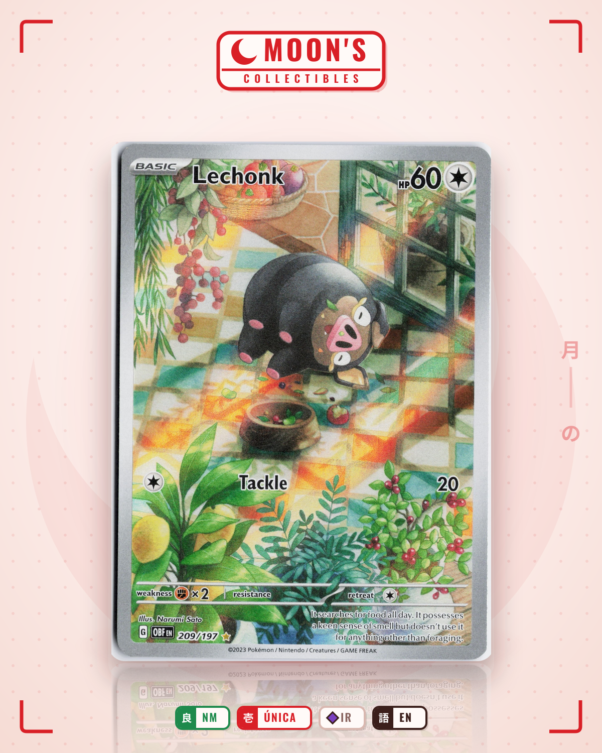 Carta Pokémon Lechonk · Obsidian Flames #209/197 (NM) — pieza única en Moon's Collectibles México