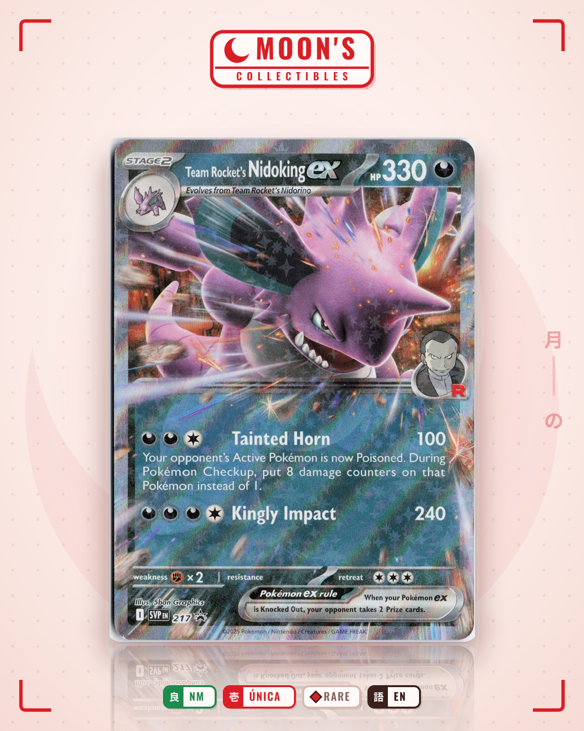 Carta Pokémon Team Rocket's Nidoking ex · Scarlet & Violet Black Star Promos #217 (NM) — pieza única en Moon's Collectibles México