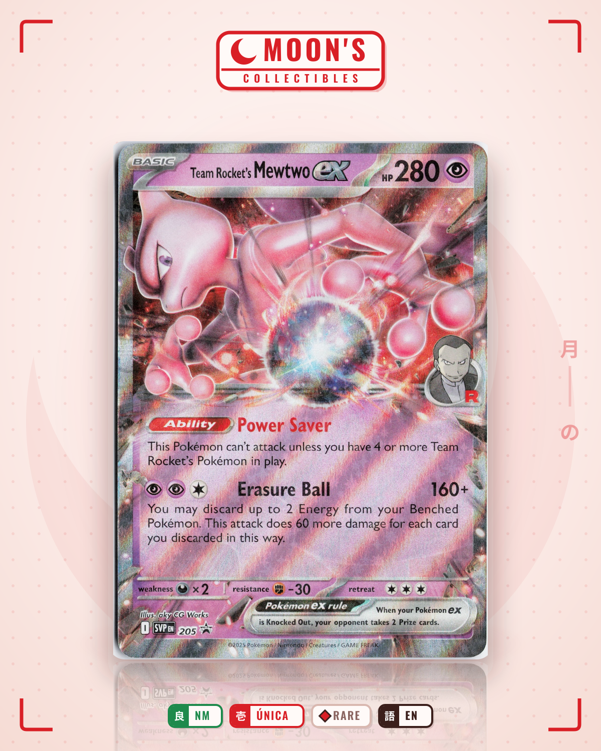 Carta Pokémon Team Rocket’s Mewtwo ex · Scarlet & Violet Black Star Promos #205 (NM) — pieza única en Moon's Collectibles México