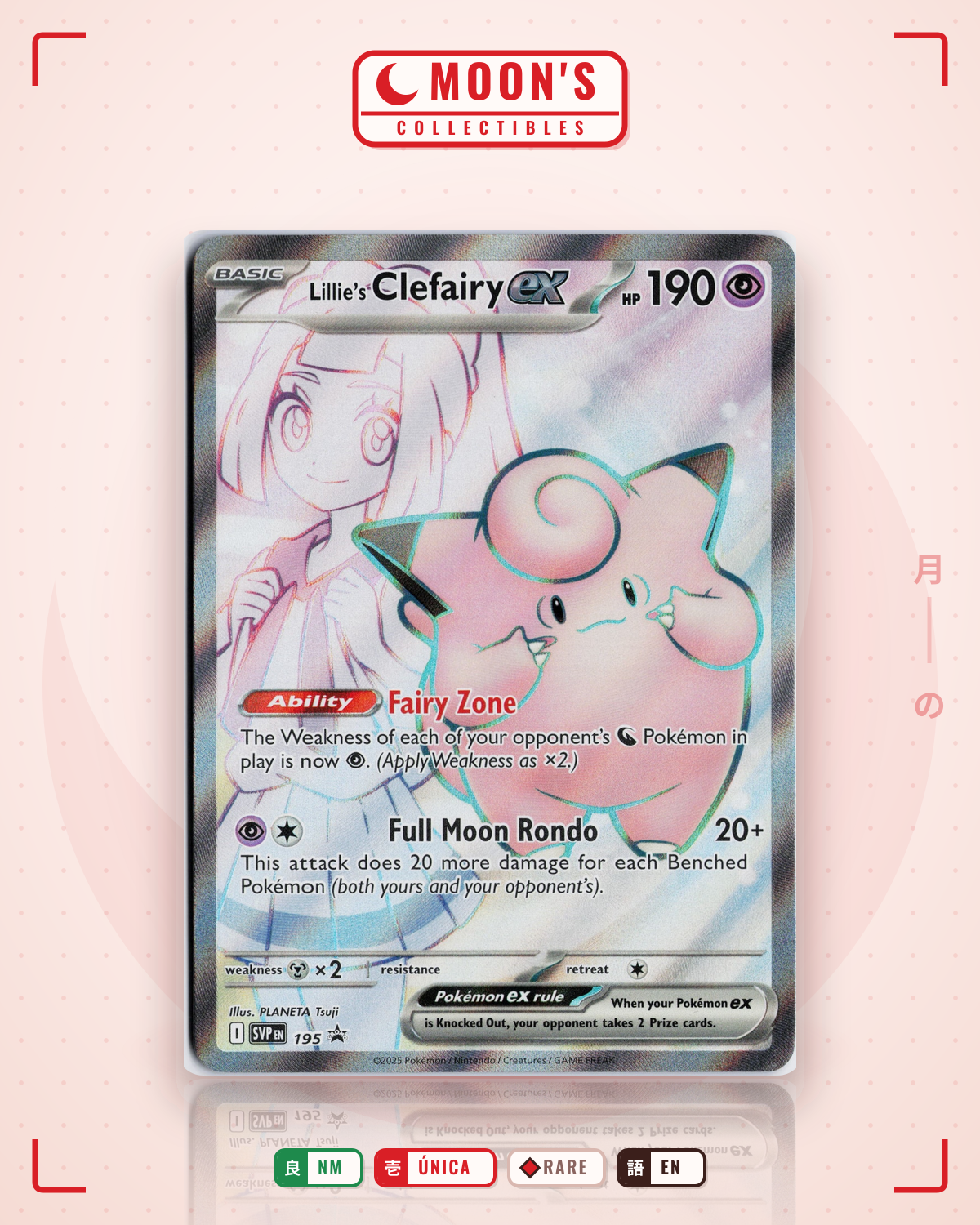 Carta Pokémon Lillie's Clefairy ex · Scarlet & Violet Black Star Promos #195 (NM) — pieza única en Moon's Collectibles México