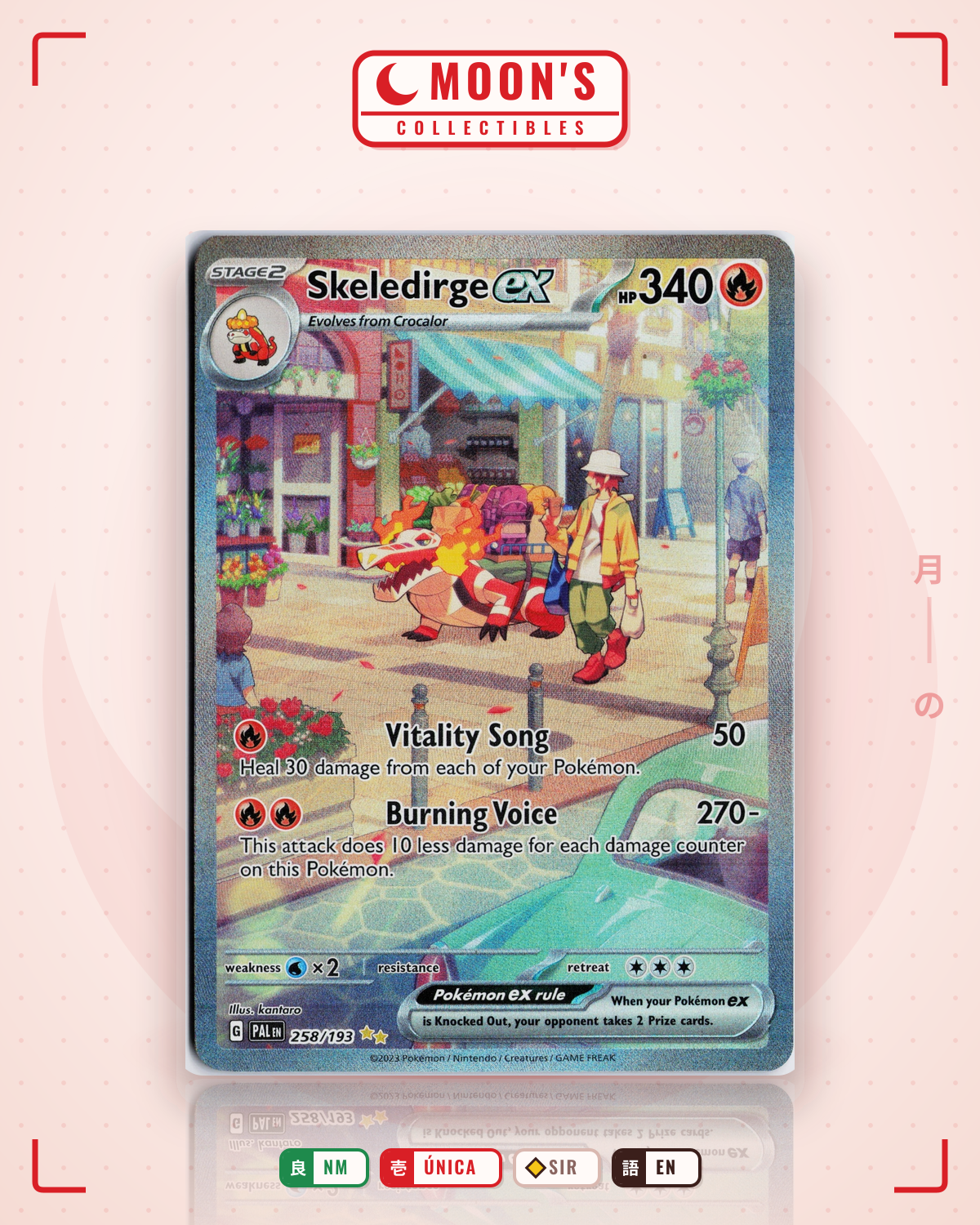 Carta Pokémon Skeledirge ex · Paldea Evolved #258/193 (NM) — pieza única en Moon's Collectibles México