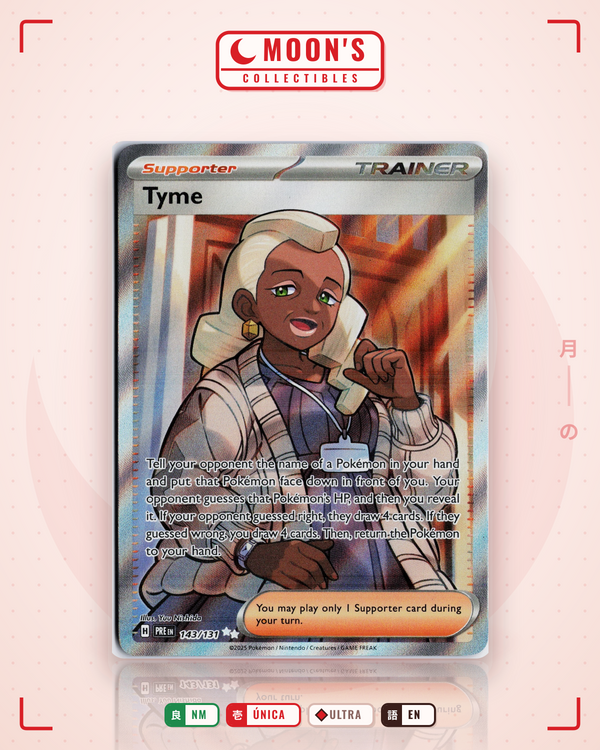 Carta Pokémon Tyme · Prismatic Evolutions #143/131 (NM) — pieza única en Moon's Collectibles México