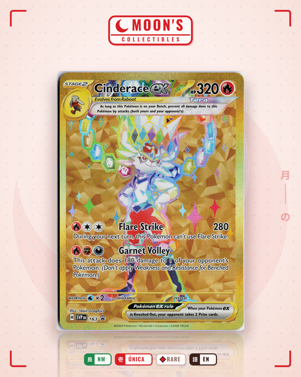 Carta Pokémon Cinderace ex · Scarlet & Violet Black Star Promos #163 (NM) — pieza única en Moon's Collectibles México