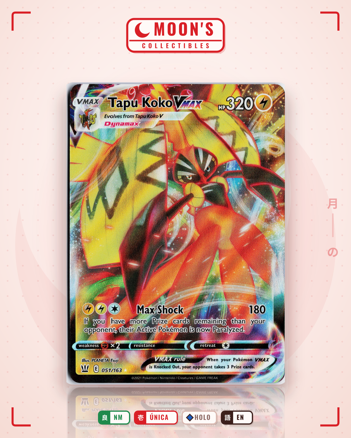 Carta Pokémon Tapu Koko VMAX · Battle Styles #051/163 (NM) — pieza única en Moon's Collectibles México