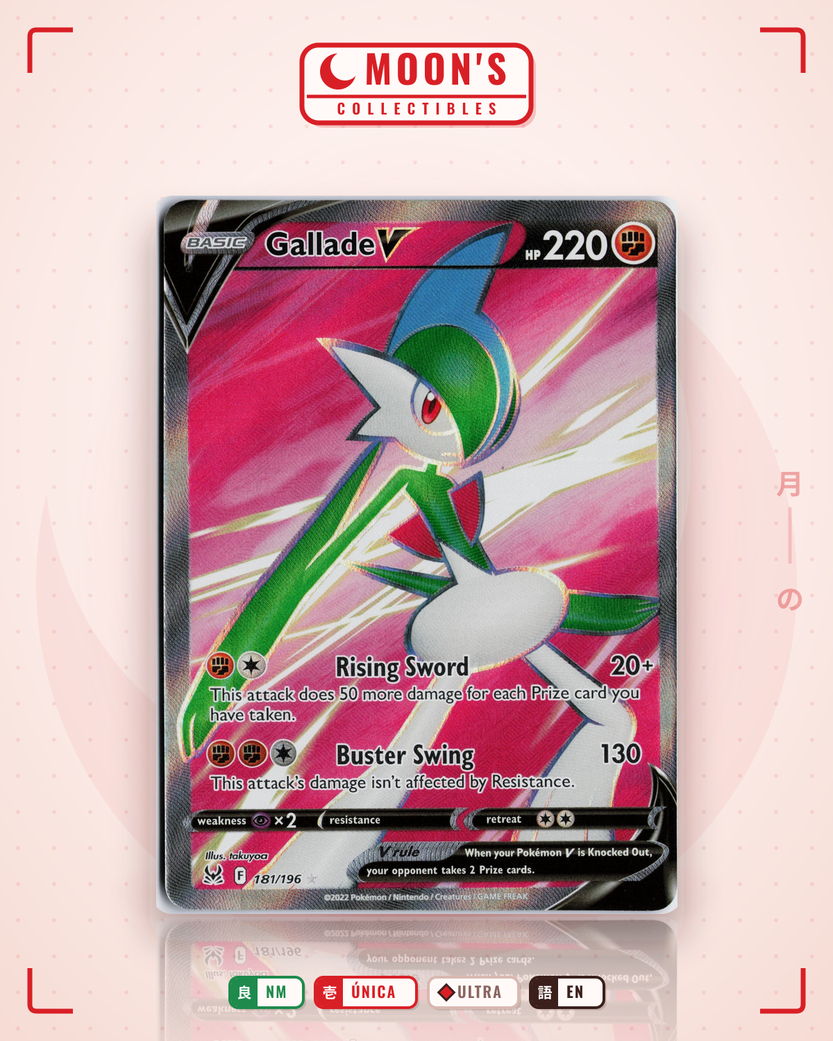 Carta Pokémon Gallade V · Lost Origin #181/196 (NM) — pieza única en Moon's Collectibles México