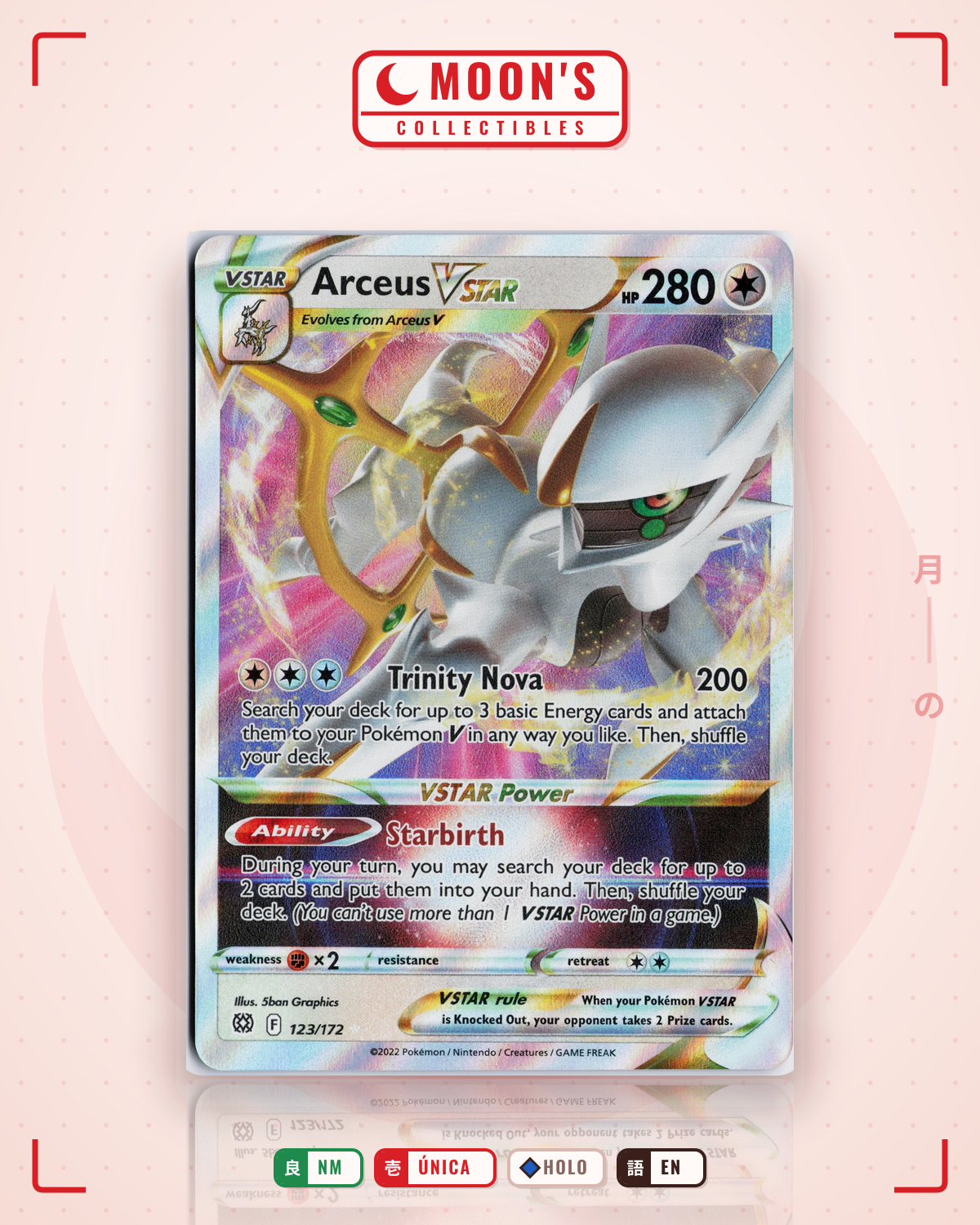 Carta Pokémon Arceus VSTAR · Brilliant Stars #123/172 (NM) — pieza única en Moon's Collectibles México