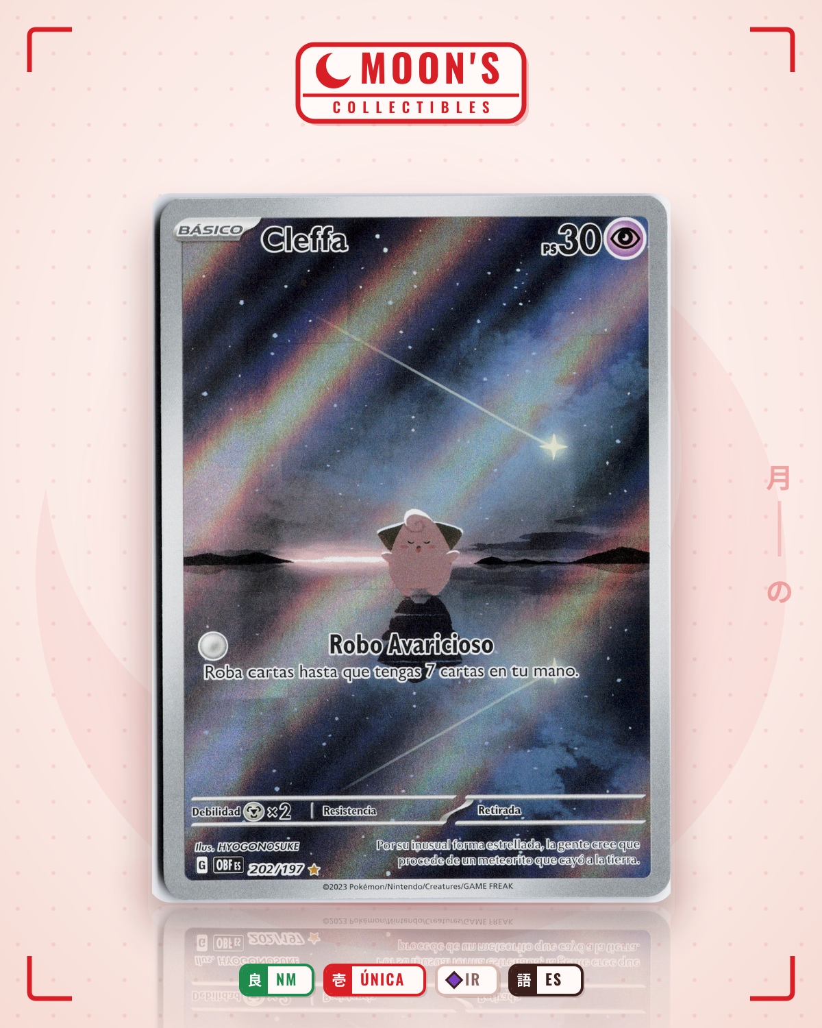 Carta Pokémon Cleffa · Obsidian Flames #202/197 (NM) — pieza única en Moon's Collectibles México