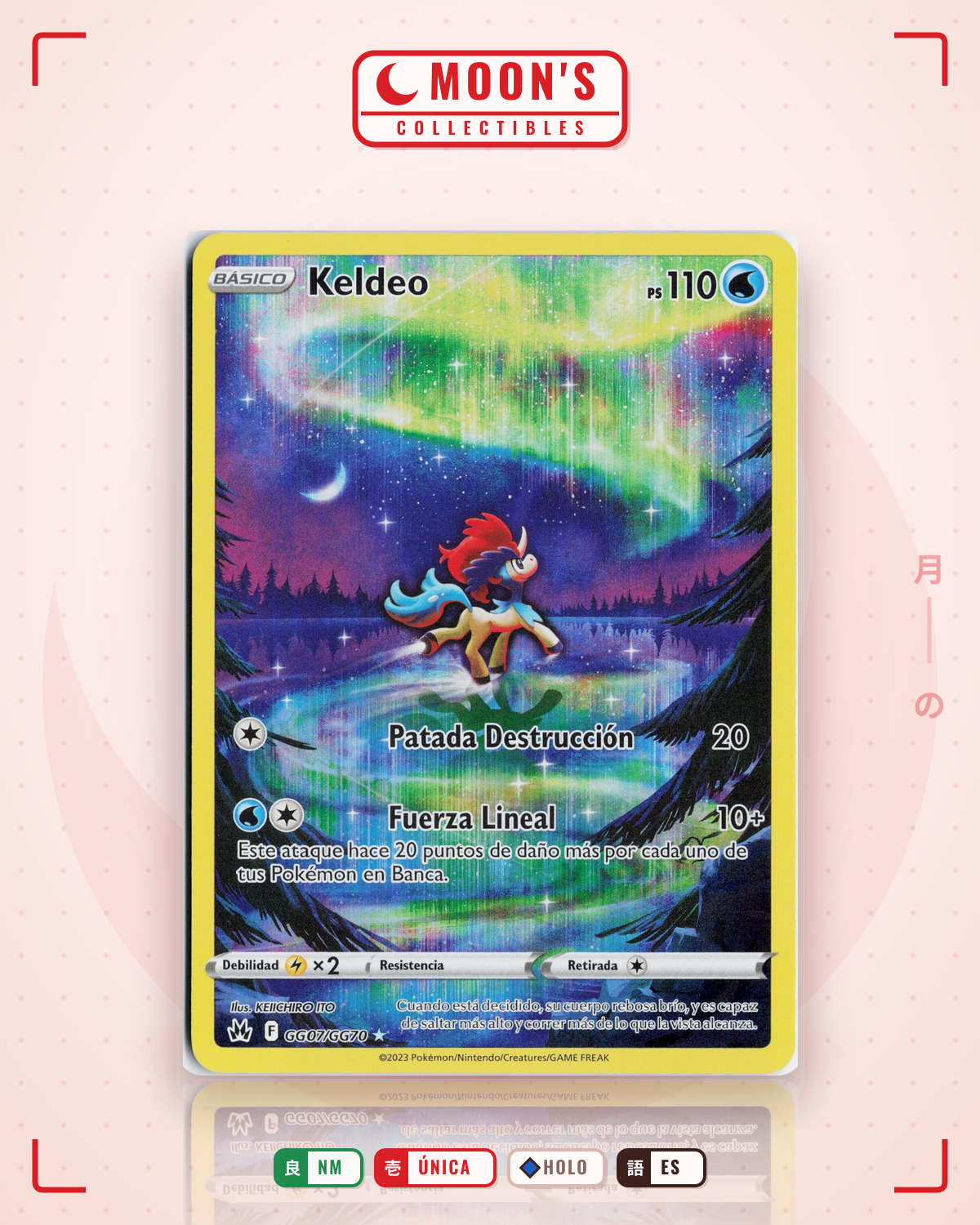 Carta Pokémon Keldeo · Crown Zenith Galarian Gallery #GG07/GG70 (NM) — pieza única en Moon's Collectibles México