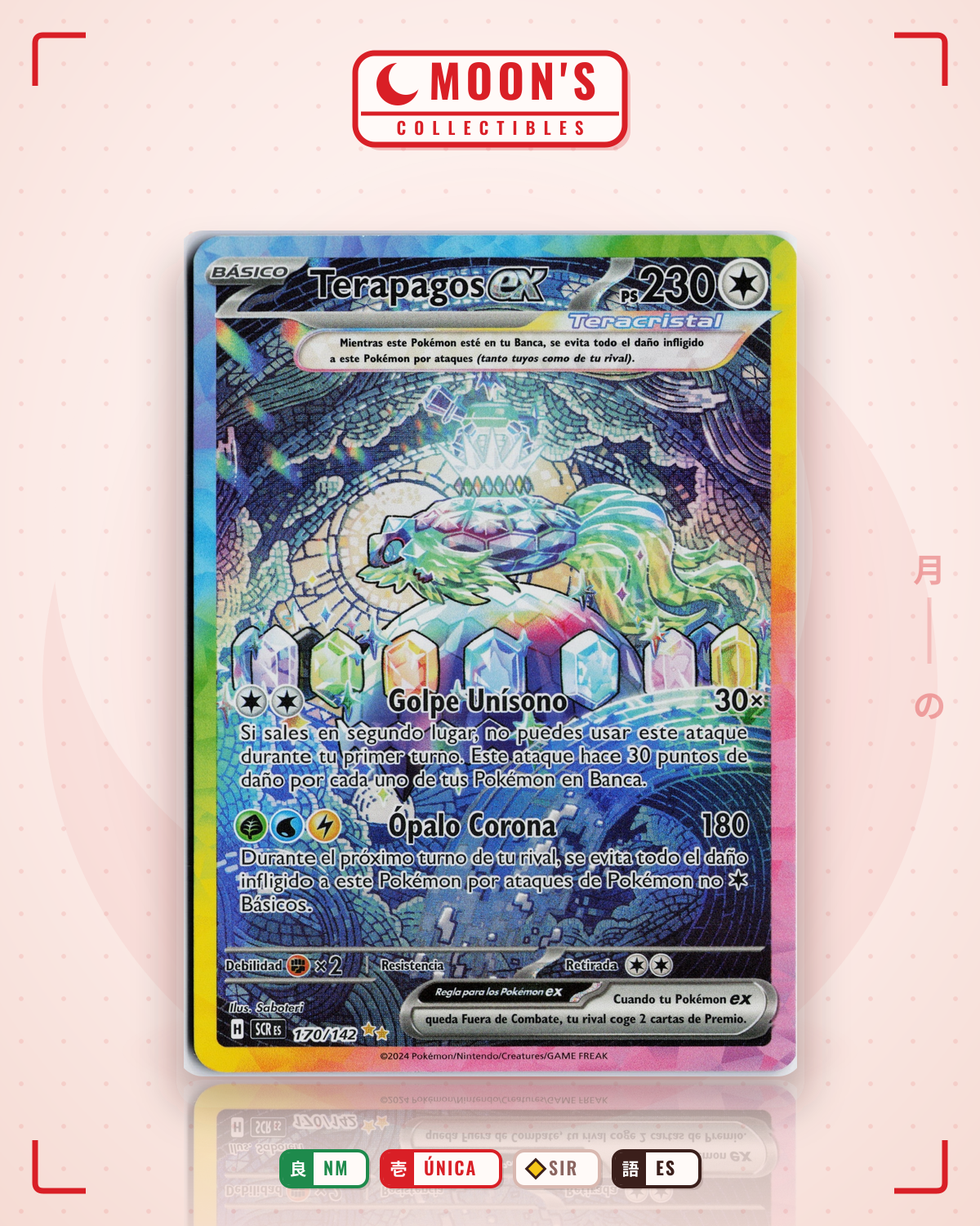 Carta Pokémon Terapagos ex · Stellar Crown #170/142 (NM) — pieza única en Moon's Collectibles México