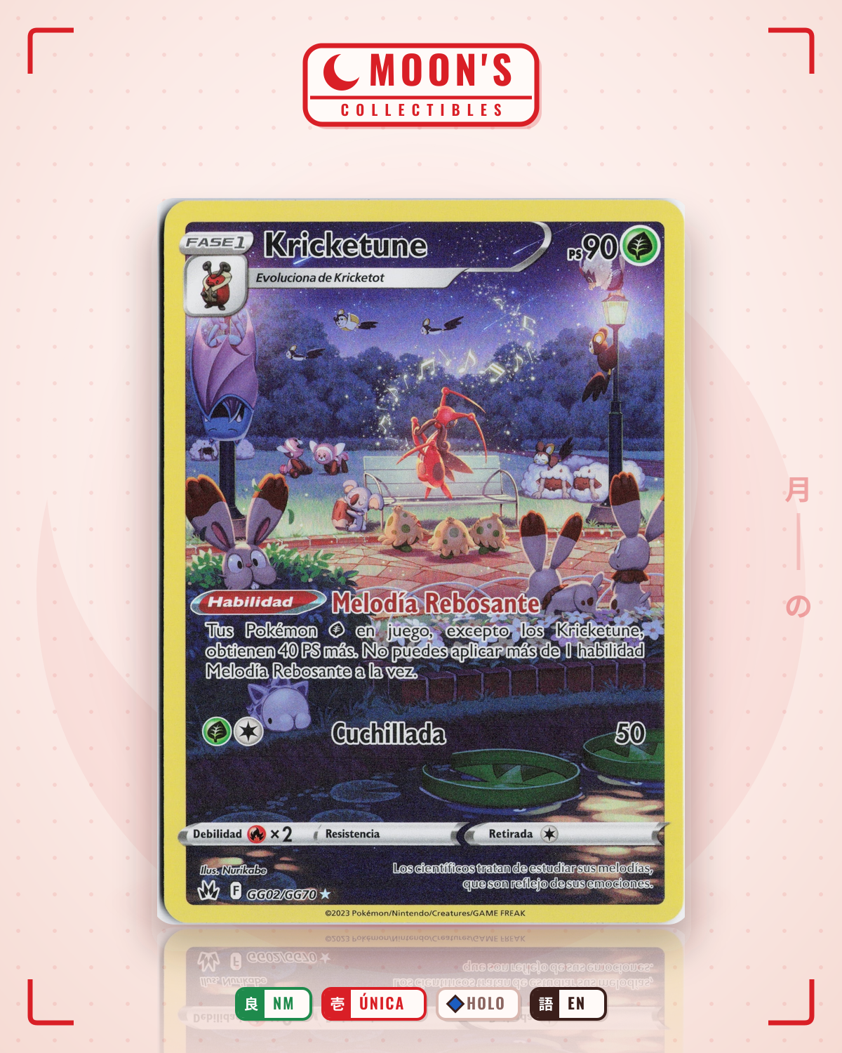 Carta Pokémon Kricketune · Crown Zenith Galarian Gallery #GG02/GG70 (NM) — pieza única en Moon's Collectibles México