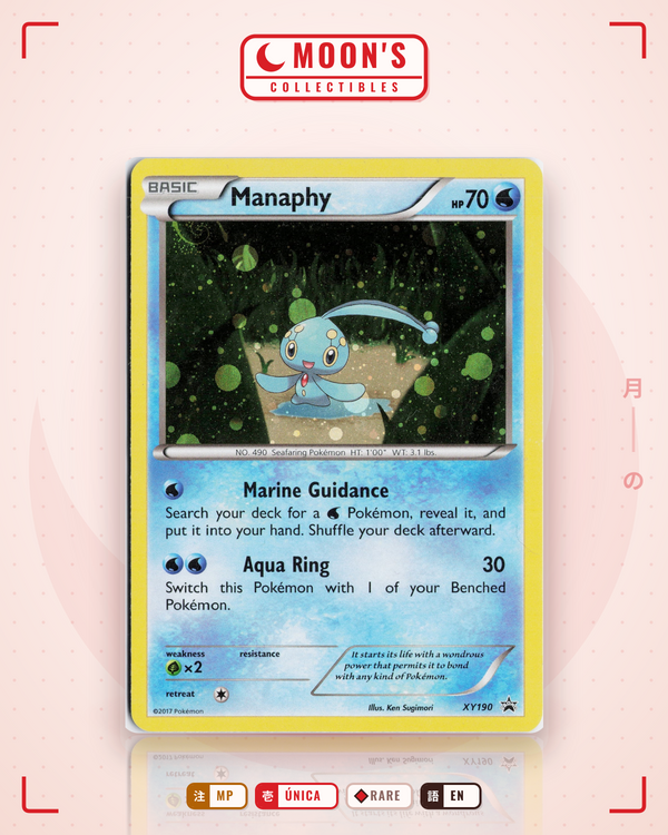 Carta Pokémon Manaphy · XY Black Star Promos #XY190 (MP) — pieza única en Moon's Collectibles México