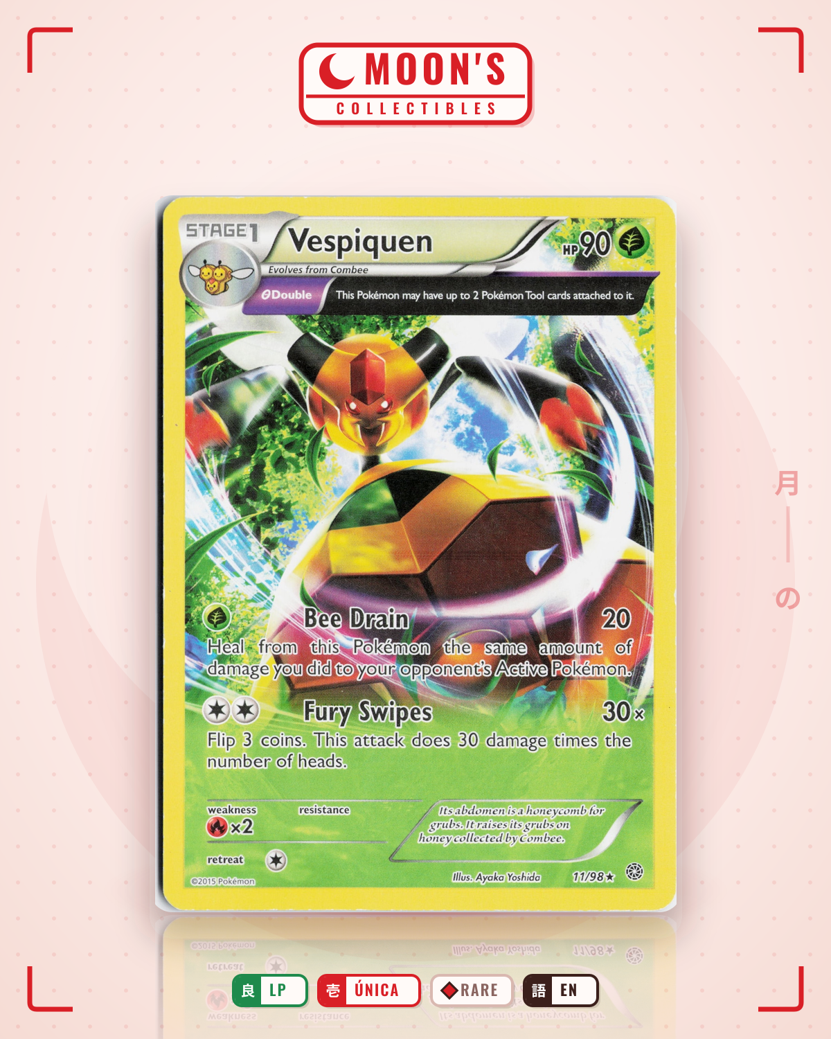 Carta Pokémon Vespiquen · Ancient Origins #11/98 (LP) — pieza única en Moon's Collectibles México