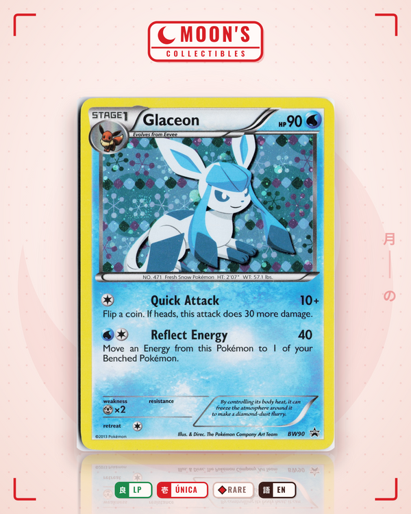 Carta Pokémon Glaceon · BW Black Star Promos #BW90 (LP) — pieza única en Moon's Collectibles México