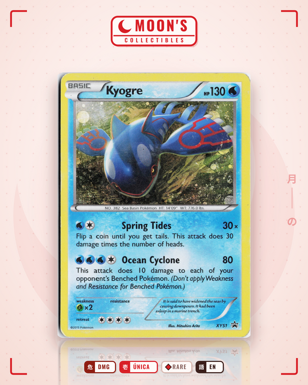 Carta Pokémon Kyogre · XY Black Star Promos #XY51 (DMG) — pieza única en Moon's Collectibles México