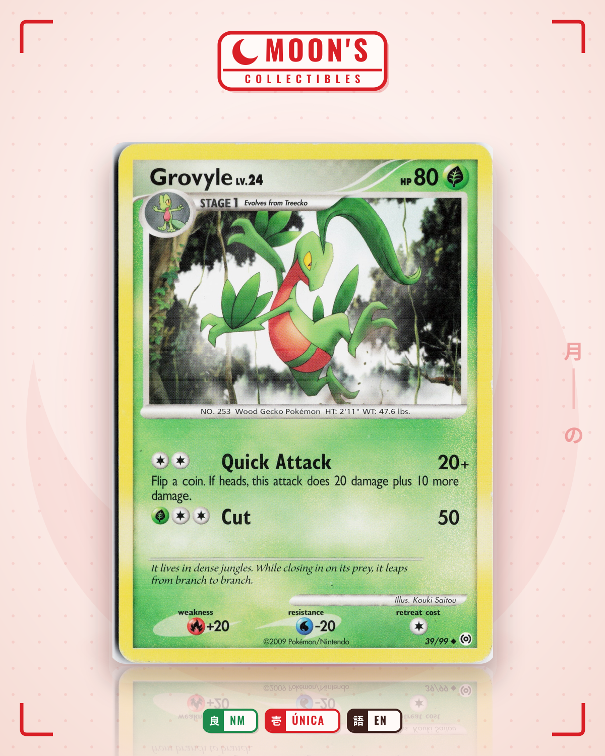 Carta Pokémon Grovyle · Arceus #39/99 (NM) — pieza única en Moon's Collectibles México