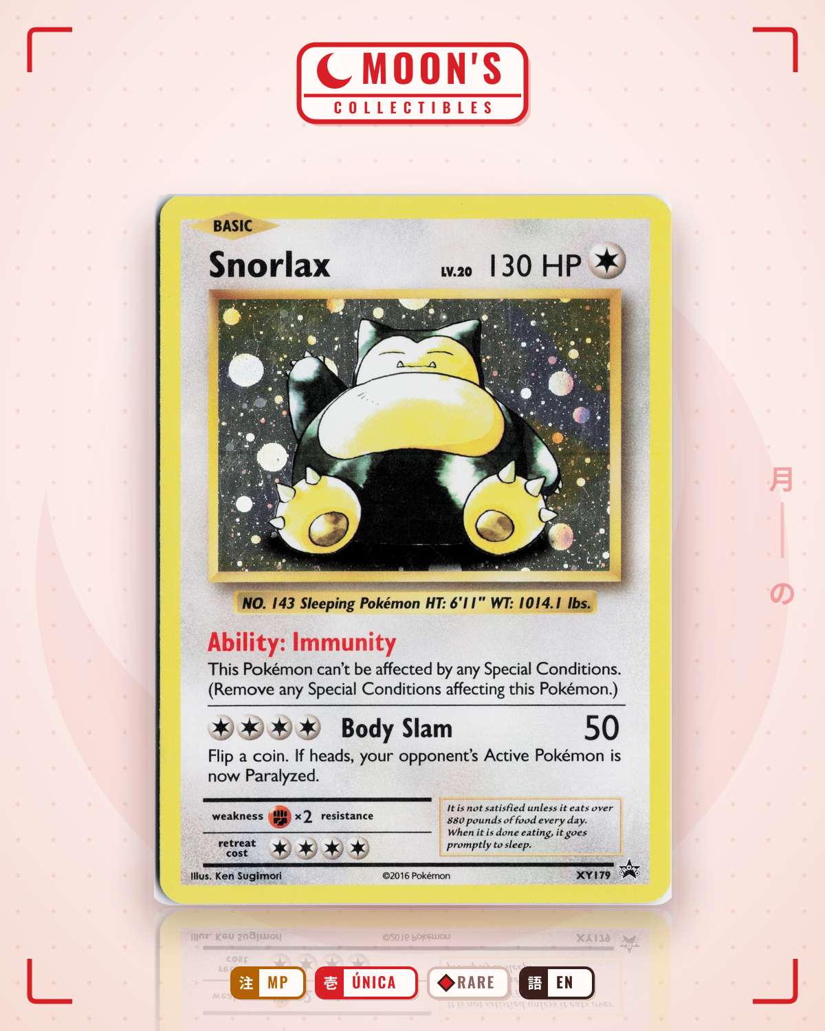 Carta Pokémon Snorlax · XY Black Star Promos #XY179 (MP) — pieza única en Moon's Collectibles México