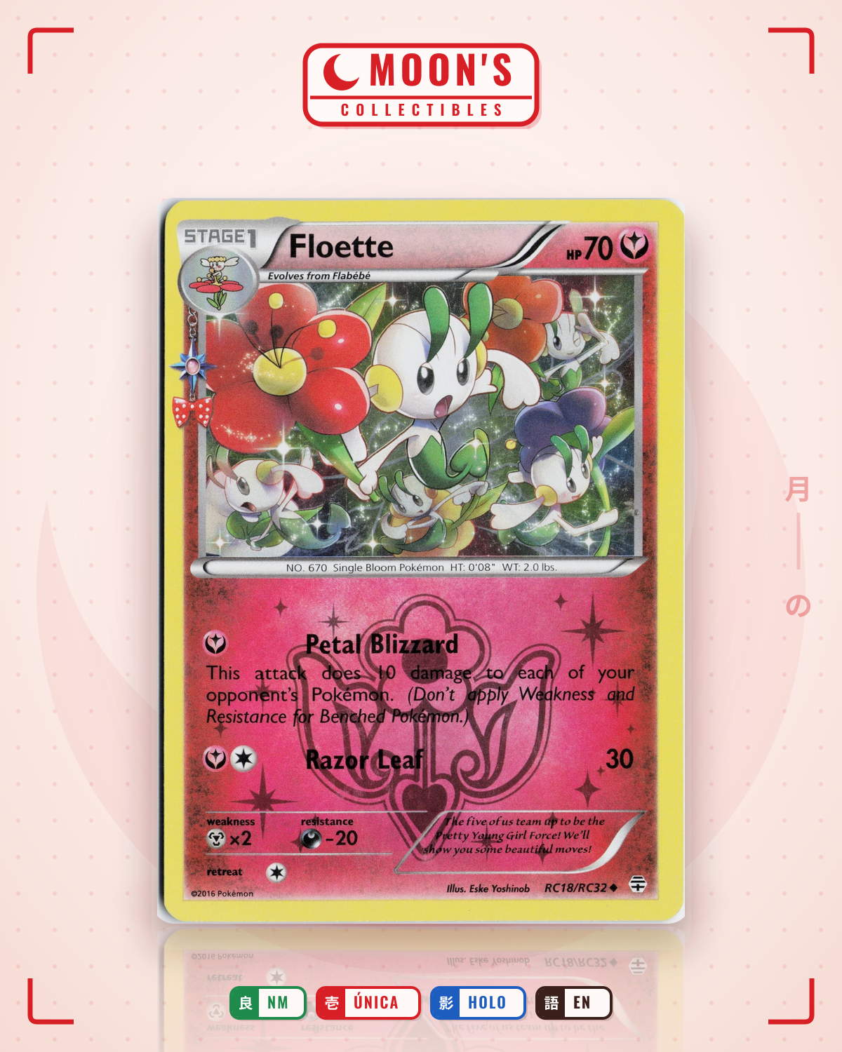 Carta Pokémon Floette · Generations #RC18/RC32 (NM) — pieza única en Moon's Collectibles México