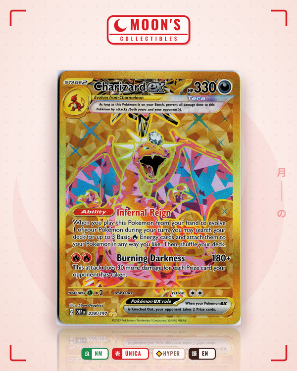 Carta Pokémon Charizard ex · Obsidian Flames #228/197 (NM) — pieza única en Moon's Collectibles México