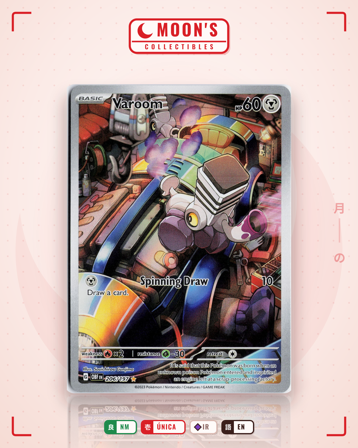 Carta Pokémon Varoom · Obsidian Flames #206/197 (NM) — pieza única en Moon's Collectibles México