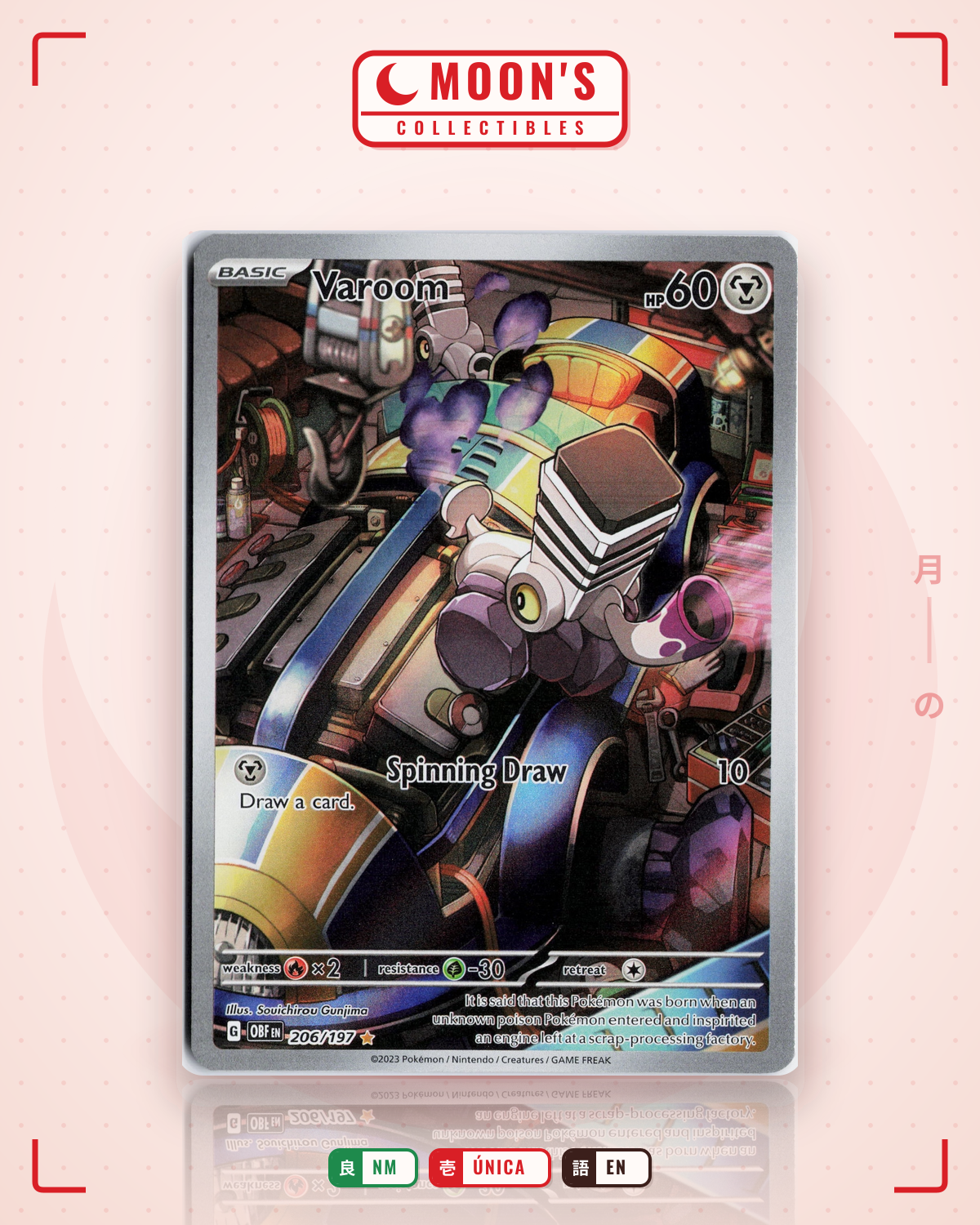Carta Pokémon Varoom · Obsidian Flames #206/197 (NM) — pieza única en Moon's Collectibles México