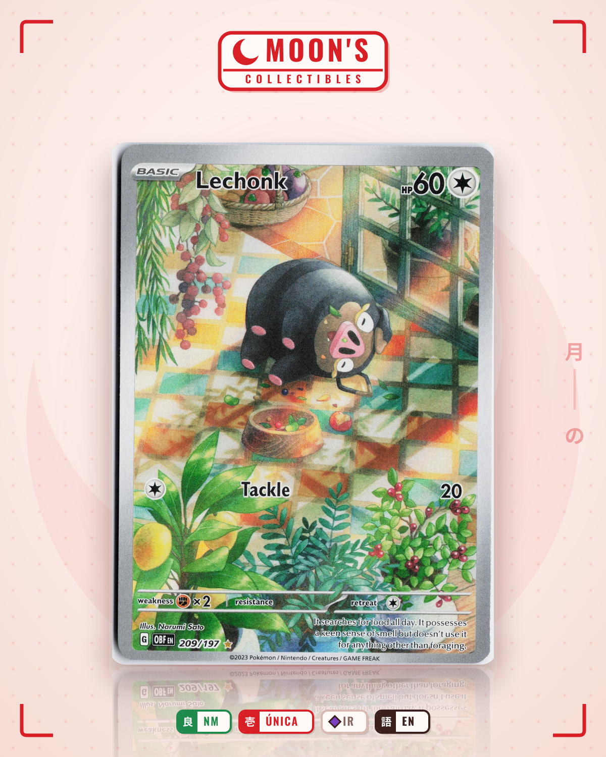 Carta Pokémon Lechonk · Obsidian Flames #209/197 (NM) — pieza única en Moon's Collectibles México
