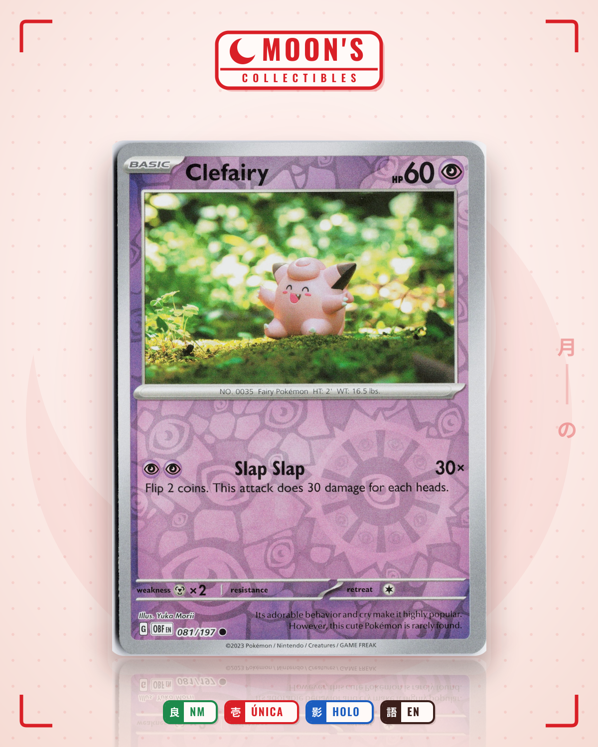 Carta Pokémon Clefairy · Obsidian Flames #081/197 (NM) — pieza única en Moon's Collectibles México