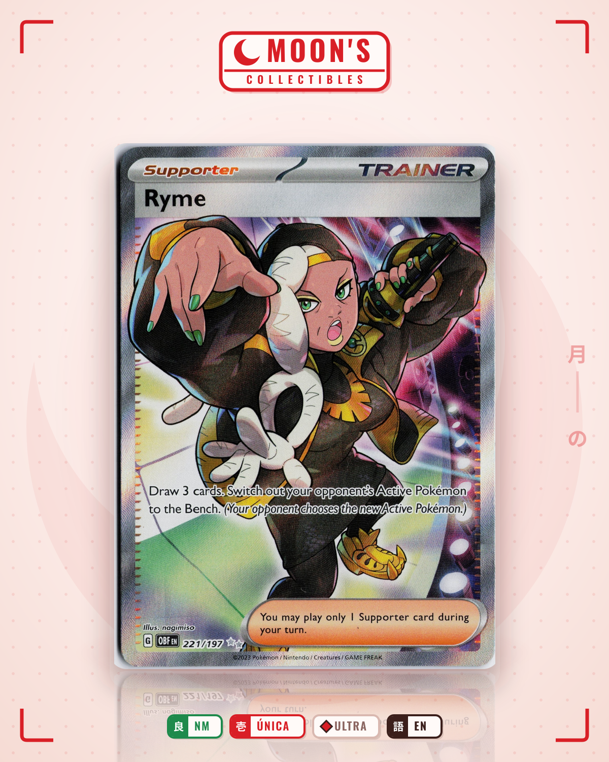 Carta Pokémon Ryme · Obsidian Flames #221/197 (NM) — pieza única en Moon's Collectibles México