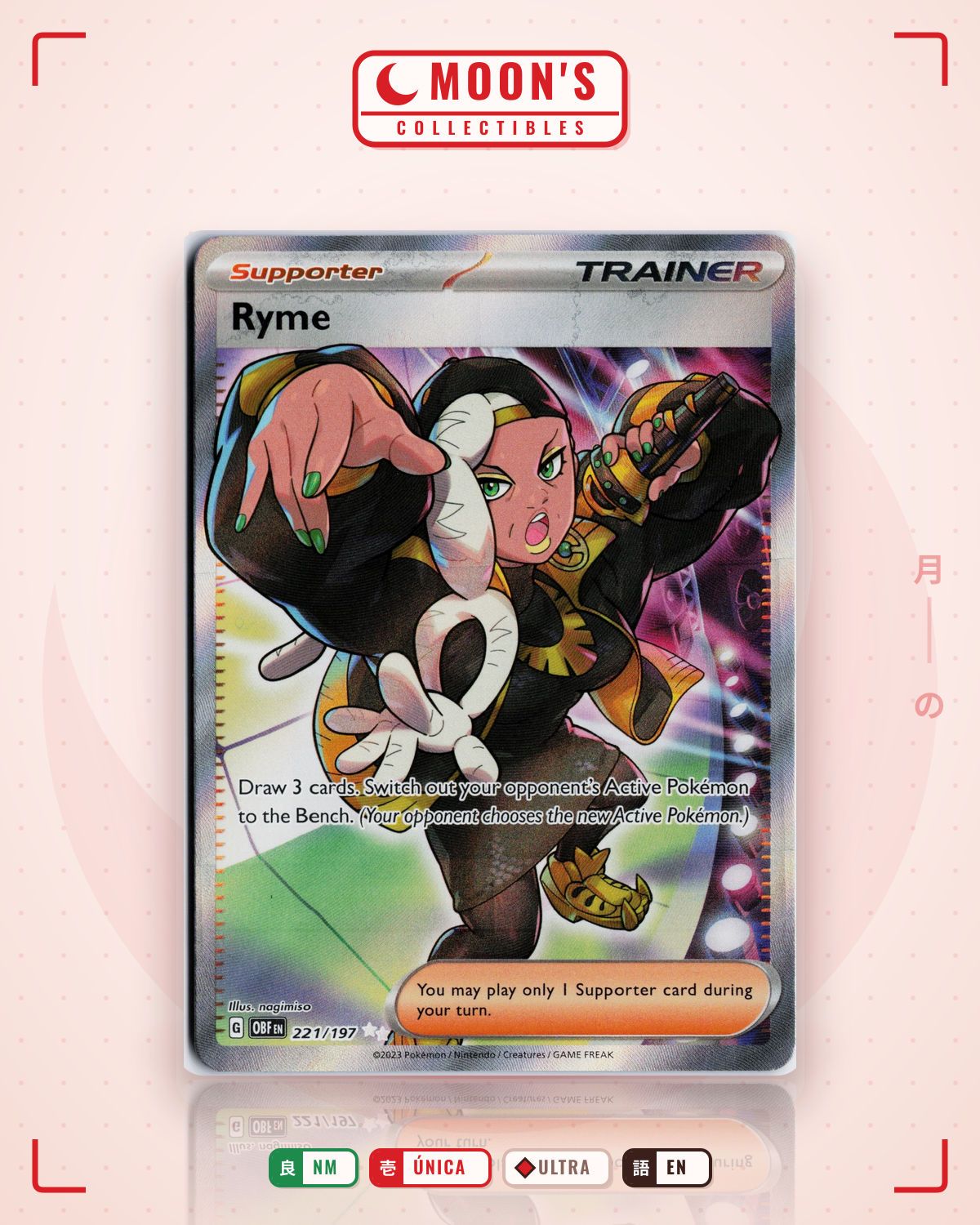 Carta Pokémon Ryme · Obsidian Flames #221/197 (NM) — pieza única en Moon's Collectibles México