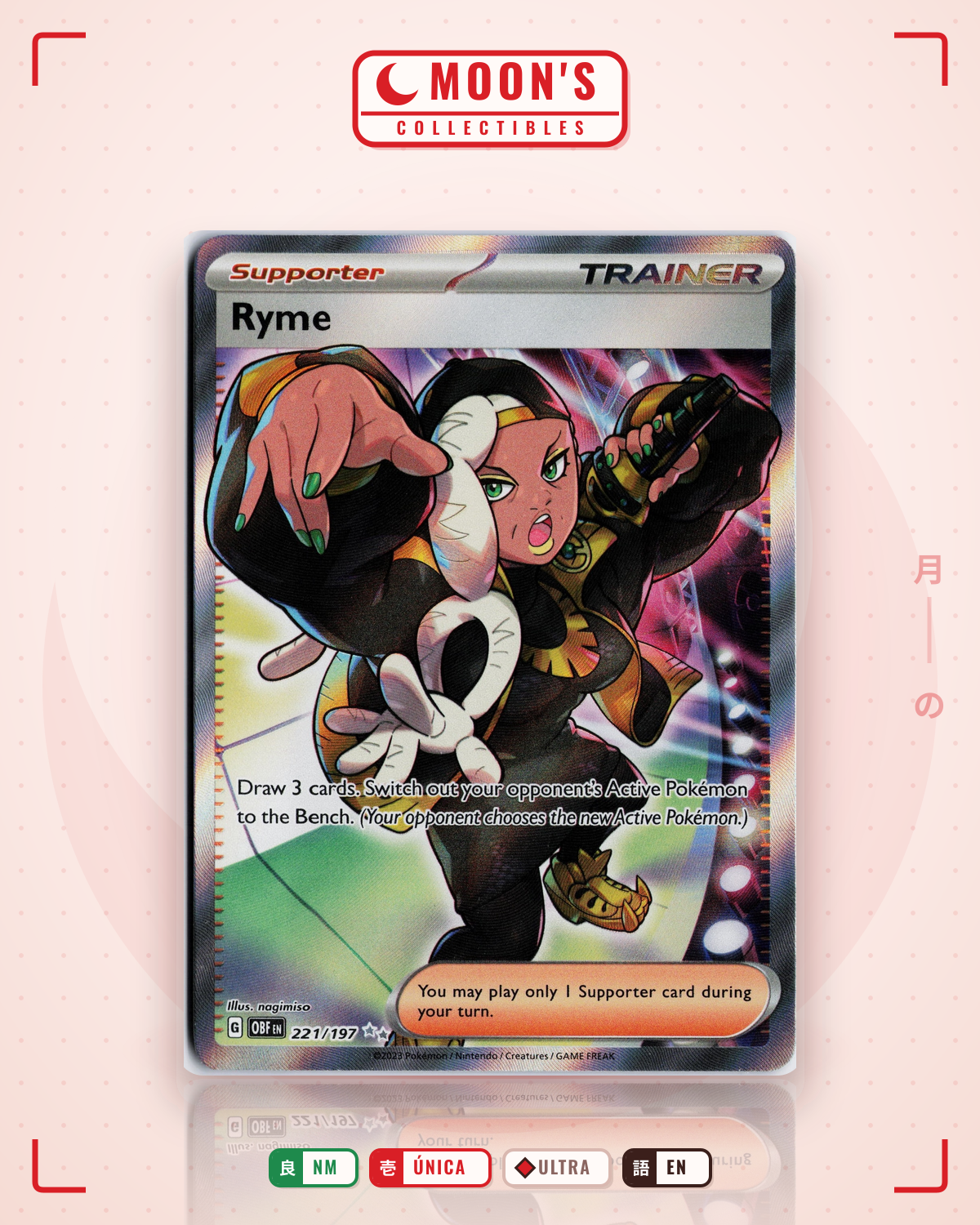 Carta Pokémon Ryme · Obsidian Flames #221/197 (NM) — pieza única en Moon's Collectibles México
