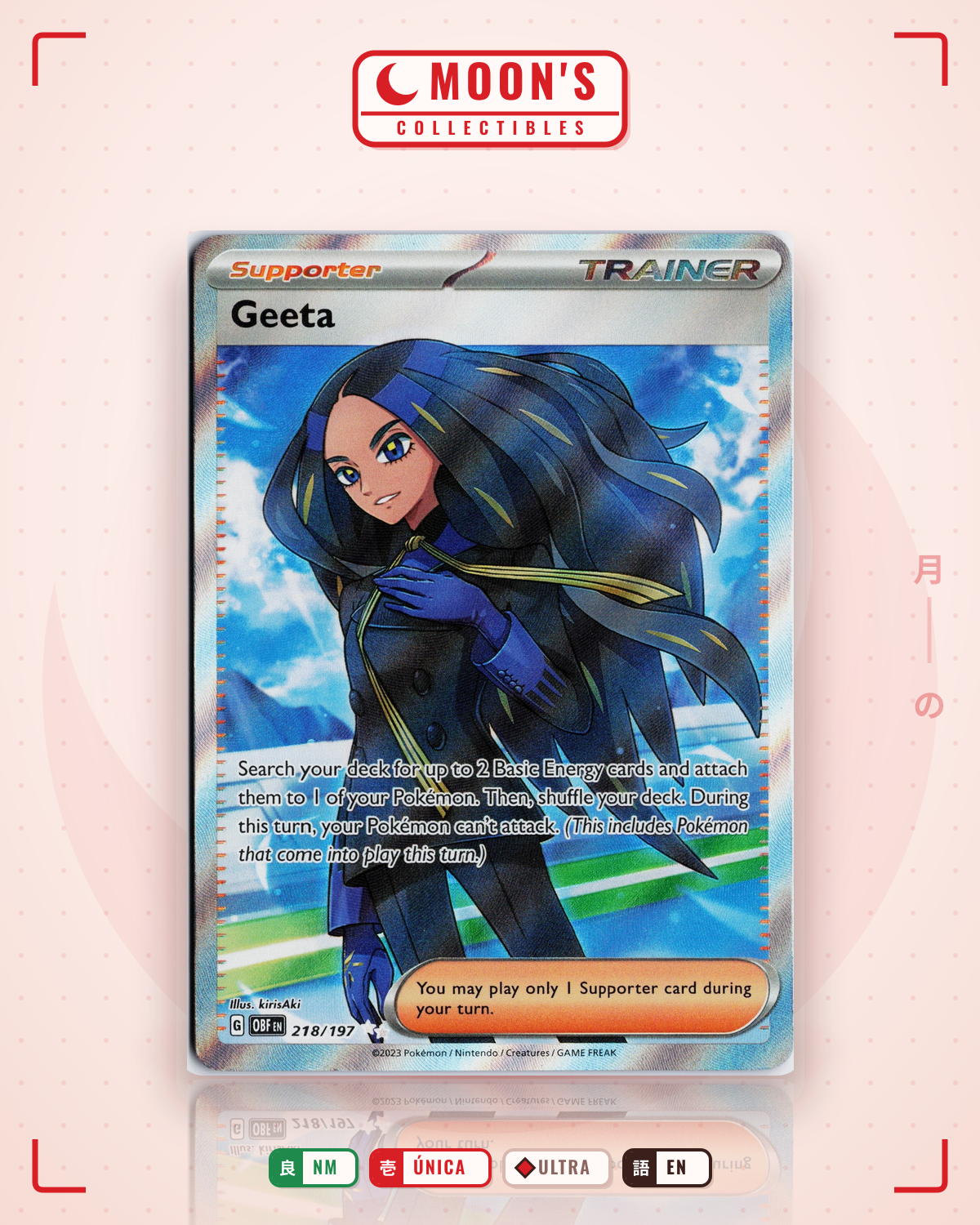 Carta Pokémon Geeta · Obsidian Flames #218/197 (NM) — pieza única en Moon's Collectibles México