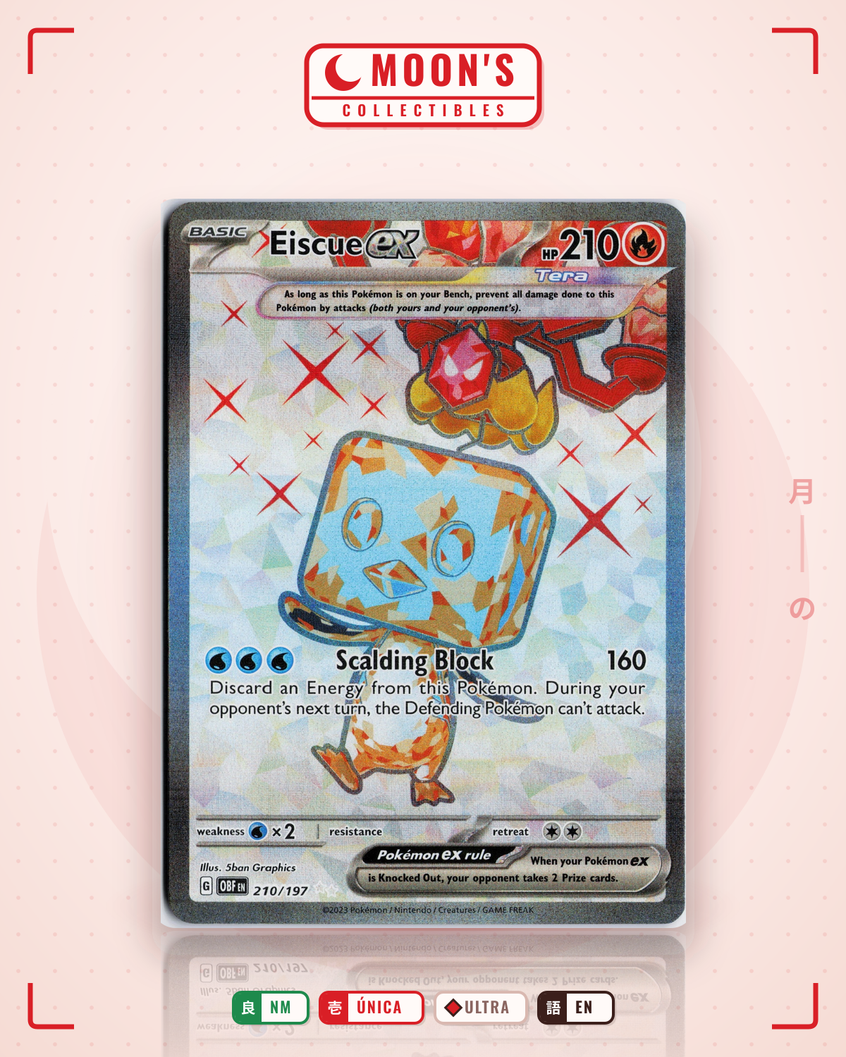 Carta Pokémon Eiscue ex · Obsidian Flames #210/197 (NM) — pieza única en Moon's Collectibles México