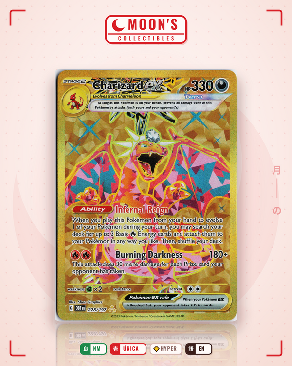 Carta Pokémon Charizard ex · Obsidian Flames #228/197 (NM) — pieza única en Moon's Collectibles México