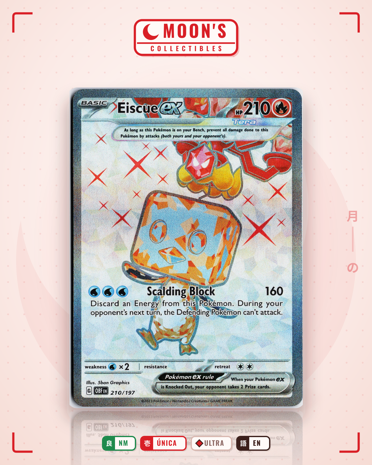 Carta Pokémon Eiscue ex · Obsidian Flames #210/197 (NM) — pieza única en Moon's Collectibles México
