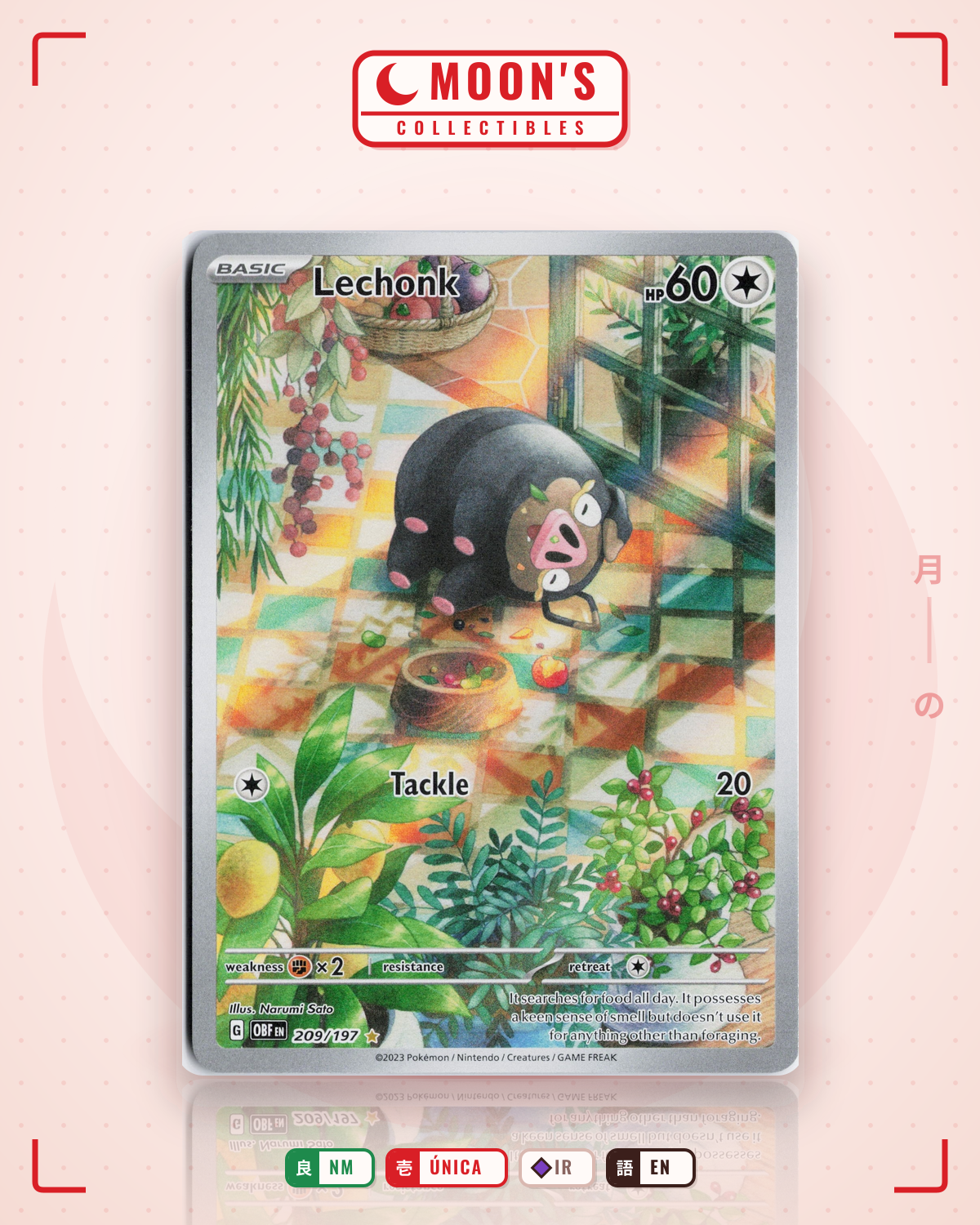 Carta Pokémon Lechonk · Obsidian Flames #209/197 (NM) — pieza única en Moon's Collectibles México