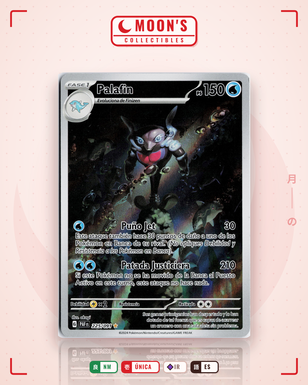 Carta Pokémon Palafin · Paldean Fates #225/091 (NM) — pieza única en Moon's Collectibles México
