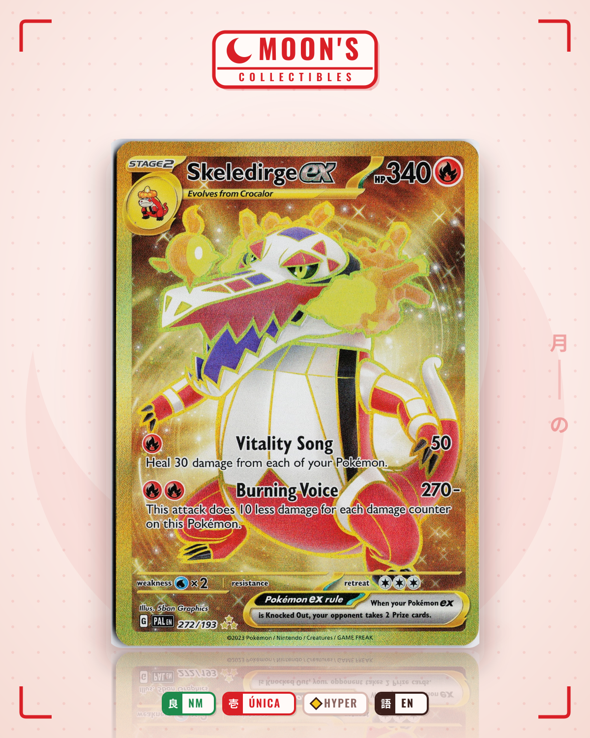 Carta Pokémon Skeledirge ex · Paldea Evolved #272/193 (NM) — pieza única en Moon's Collectibles México
