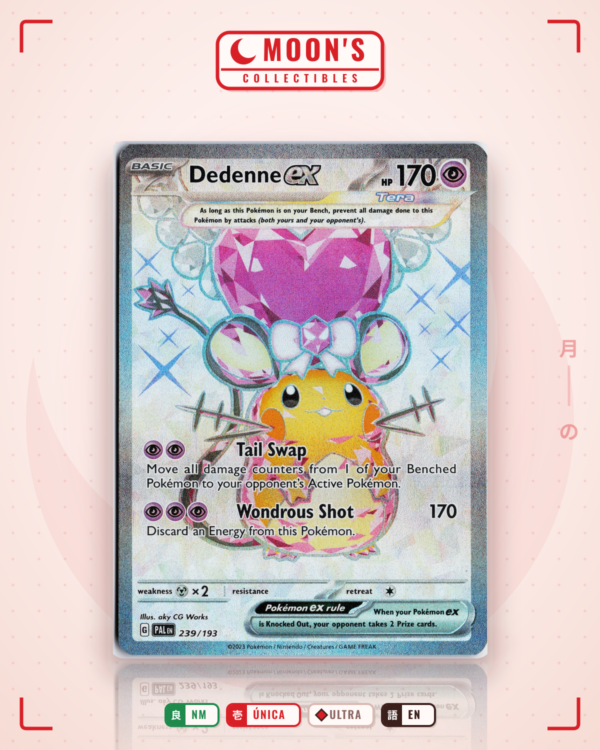 Carta Pokémon Dedenne ex · Paldea Evolved #239/193 (NM) — pieza única en Moon's Collectibles México