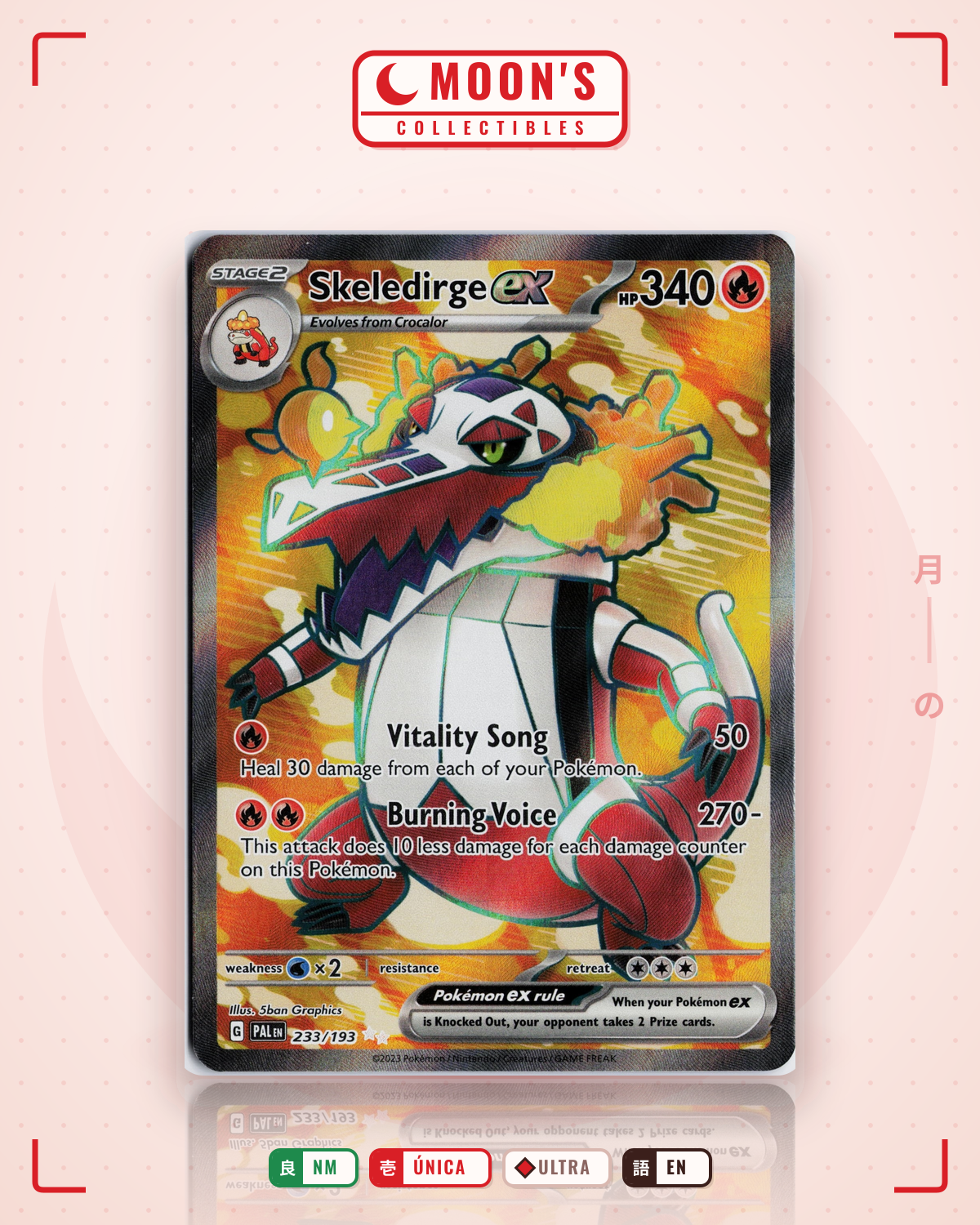 Carta Pokémon Skeledirge ex · Paldea Evolved #233/193 (NM) — pieza única en Moon's Collectibles México