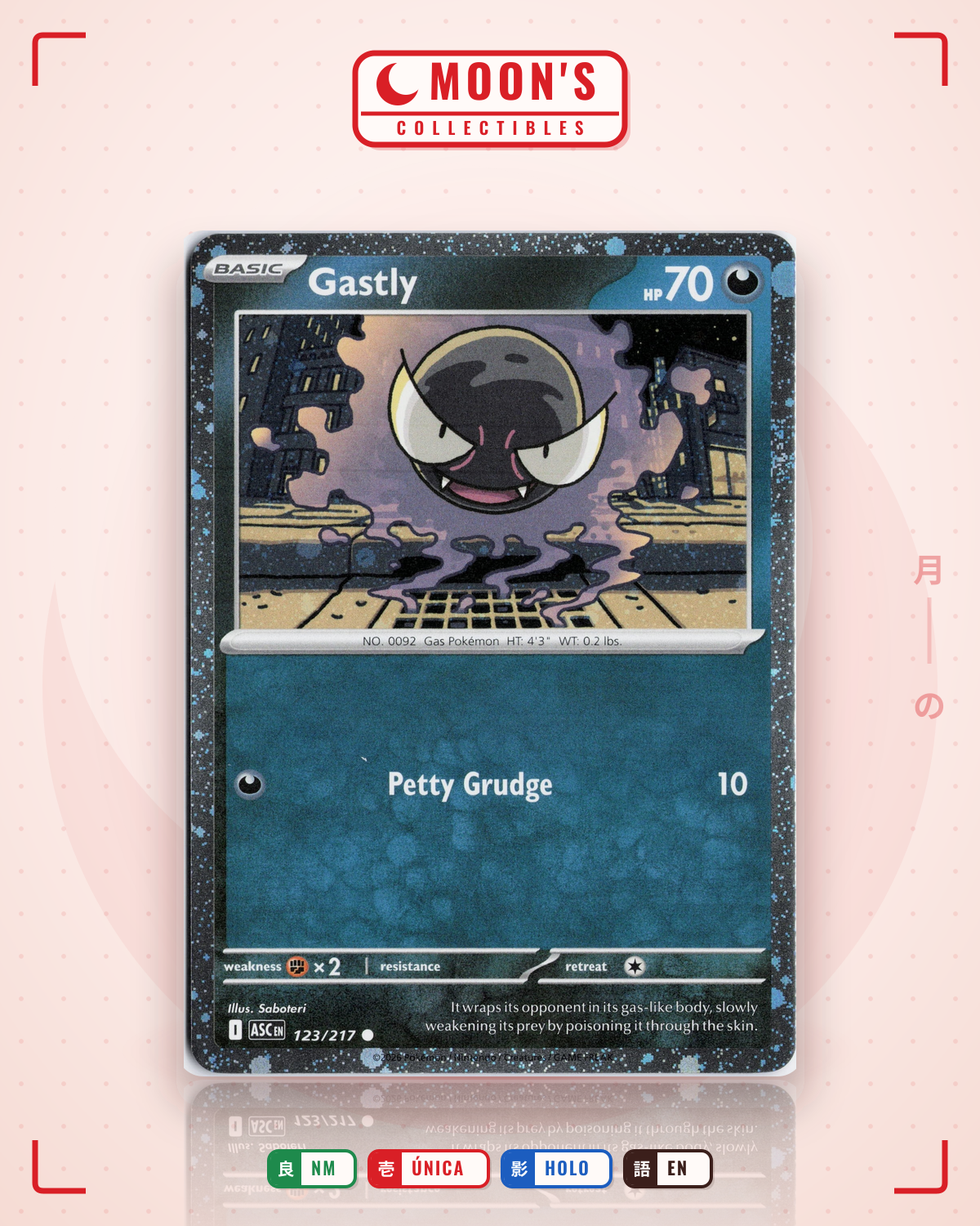 Carta Pokémon Gastly · Ascended Heroes #123/217 (NM) — pieza única en Moon's Collectibles México
