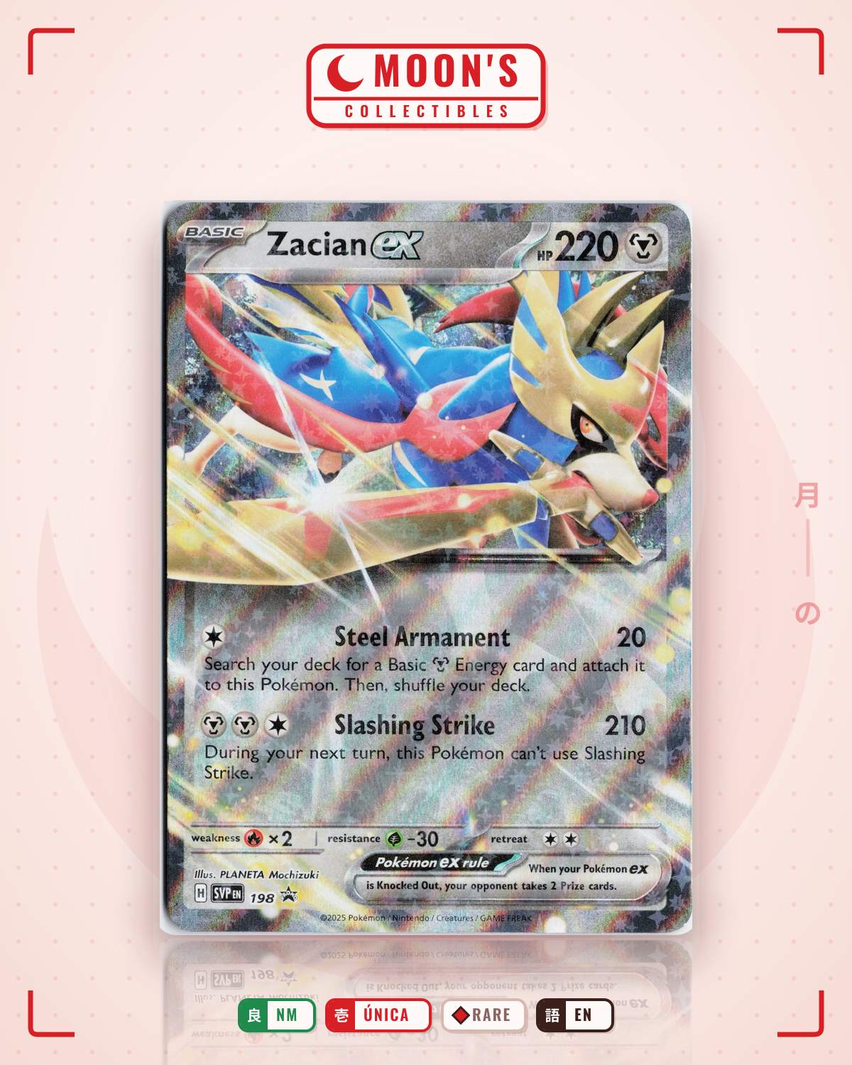 Carta Pokémon Zacian ex · Scarlet & Violet Black Star Promos #198 (NM) — pieza única en Moon's Collectibles México
