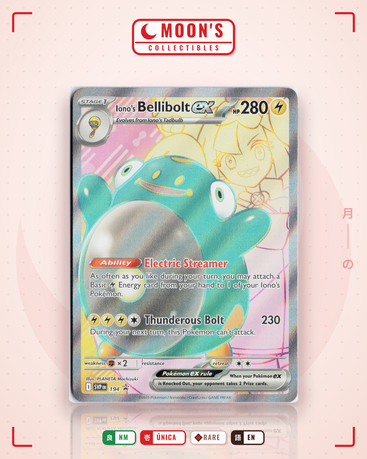 Carta Pokémon Iono's Bellibolt ex · Scarlet & Violet Black Star Promos #194 (NM) — pieza única en Moon's Collectibles México