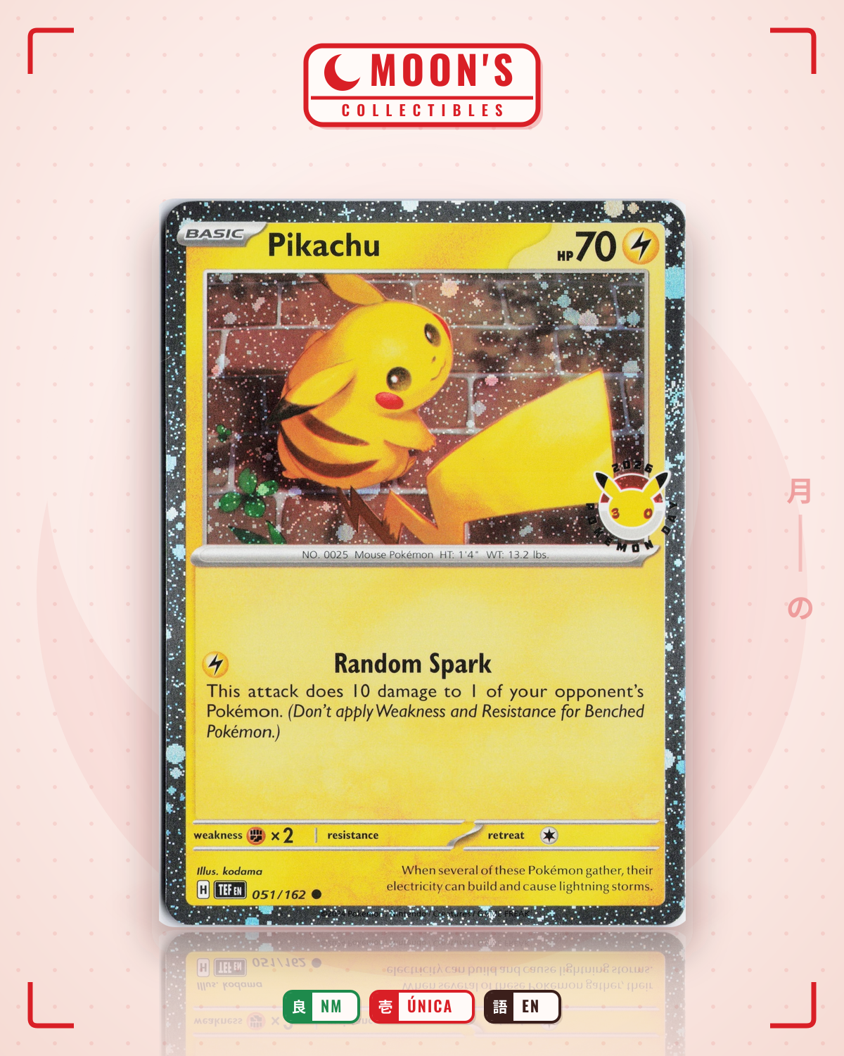 Carta Pokémon Pikachu · Temporal Forces #051/162 (NM) — pieza única en Moon's Collectibles México