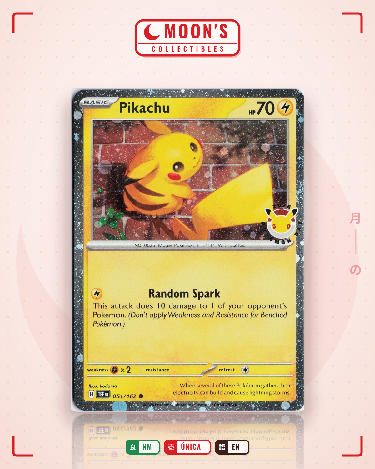 Carta Pokémon Pikachu · Temporal Forces #051/162 (NM) — pieza única en Moon's Collectibles México