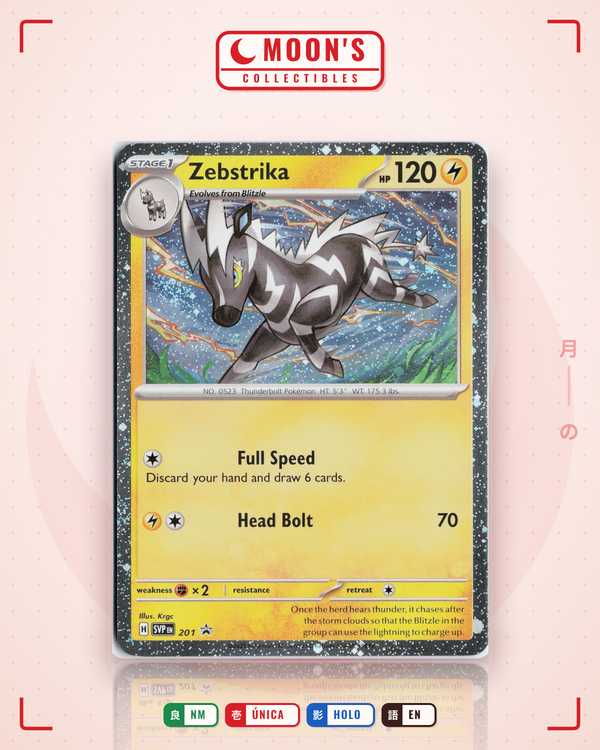 Carta Pokémon Zebstrika · Scarlet & Violet Black Star Promos #201 (NM) — pieza única en Moon's Collectibles México