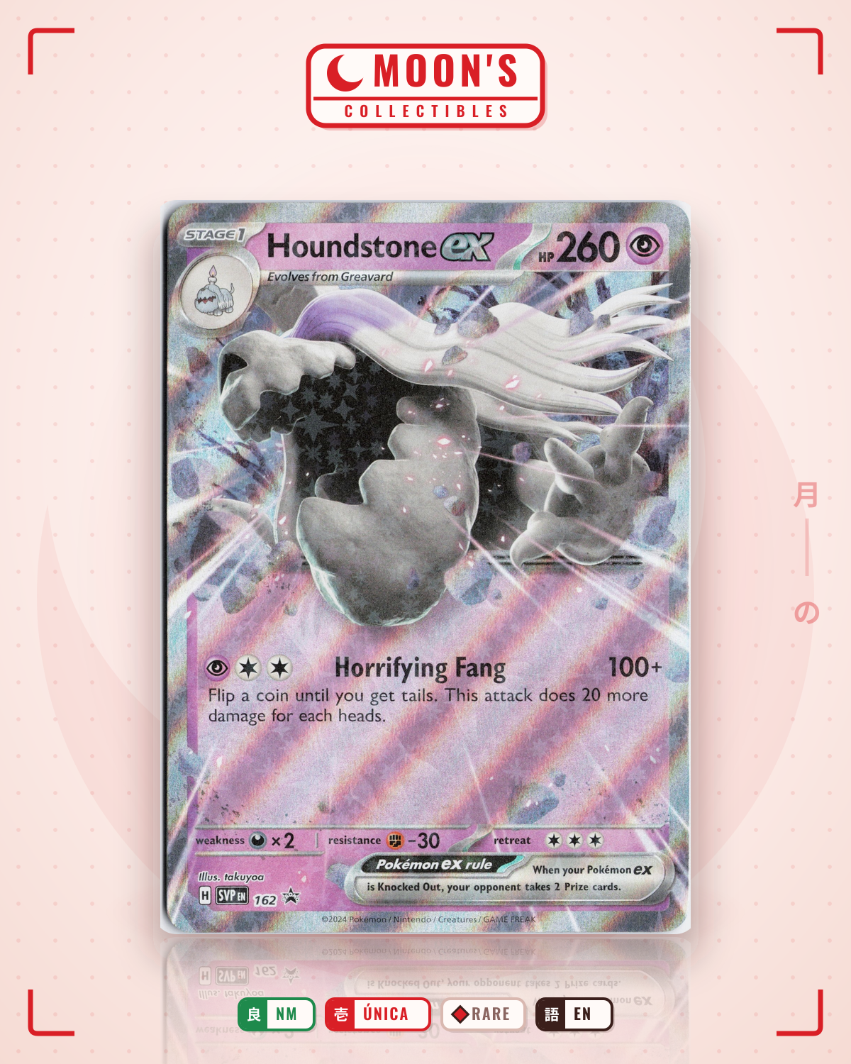Carta Pokémon Houndstone ex · Scarlet & Violet Black Star Promos #162 (NM) — pieza única en Moon's Collectibles México