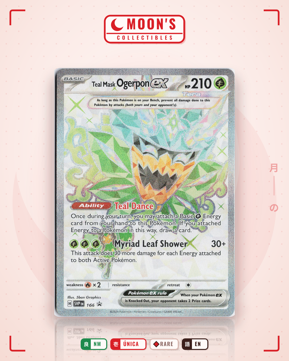Carta Pokémon Teal Mask Ogerpon ex · Scarlet & Violet Black Star Promos #166 (NM) — pieza única en Moon's Collectibles México
